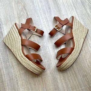 STEVE MADDEN Valery leather brown platform espadrilles